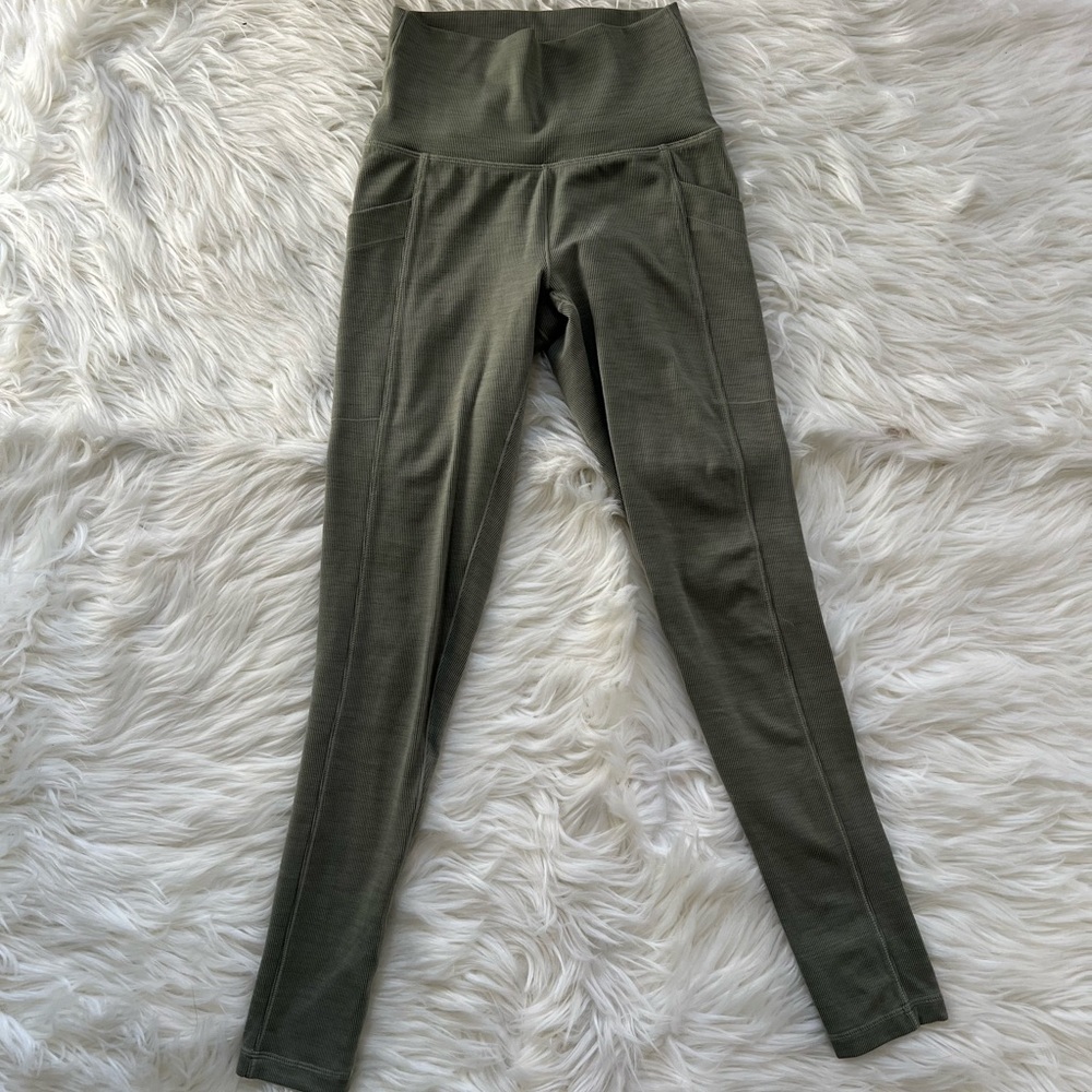 Prana Olive Green Women’s High-Waist Ribbed Leggings - Picture 7 of 7